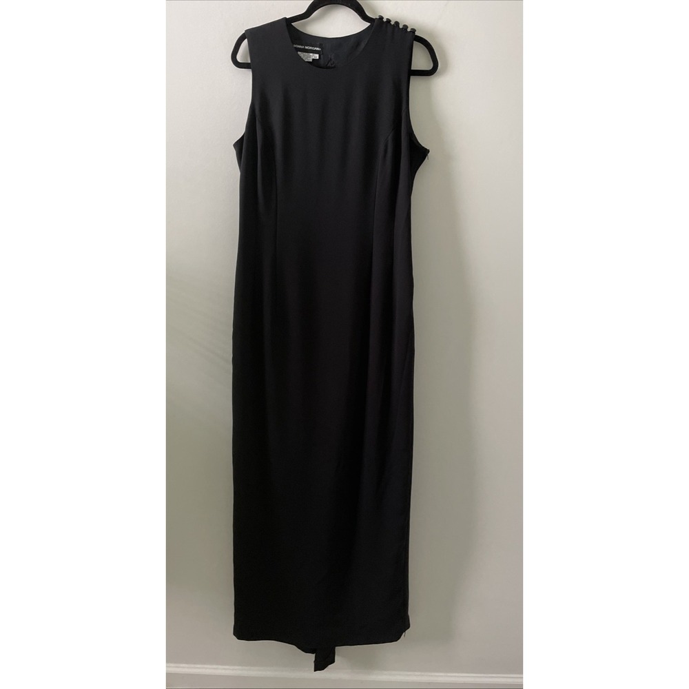 Donna Morgan Size 12 Black Maxi Dress Embroidered Back Sleeveless Formal